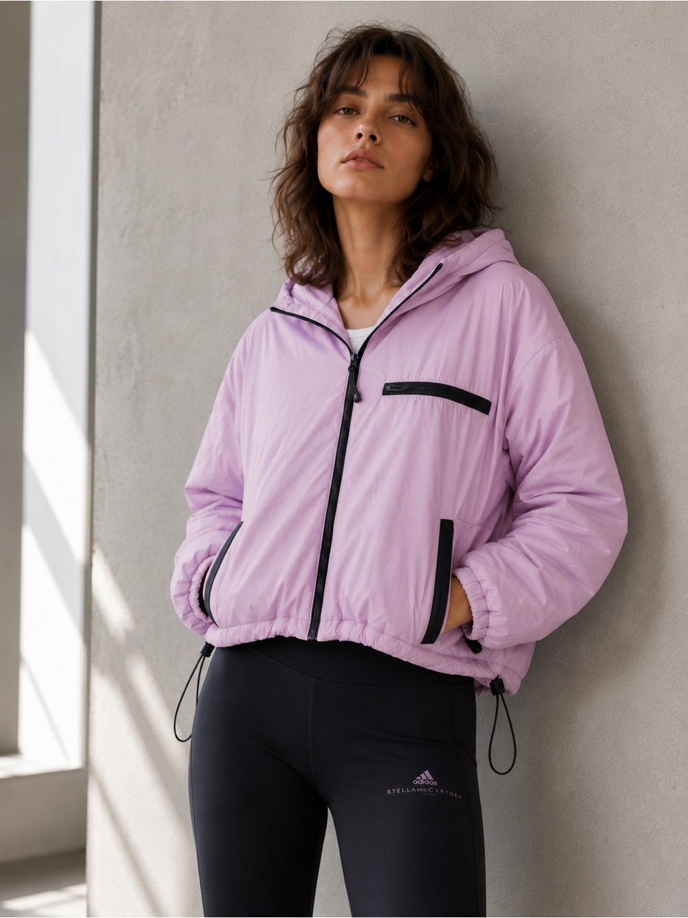 Lavender Cropped Hooded Puffer Jacket ~ no tag but comparable to size medium